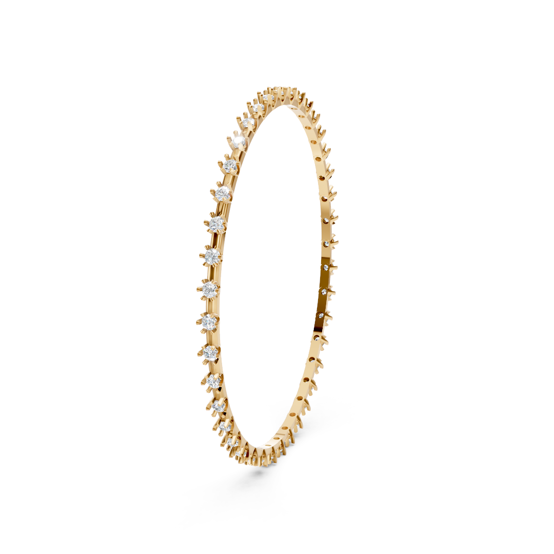 Gold Round Diamond Eternity Bangle Set