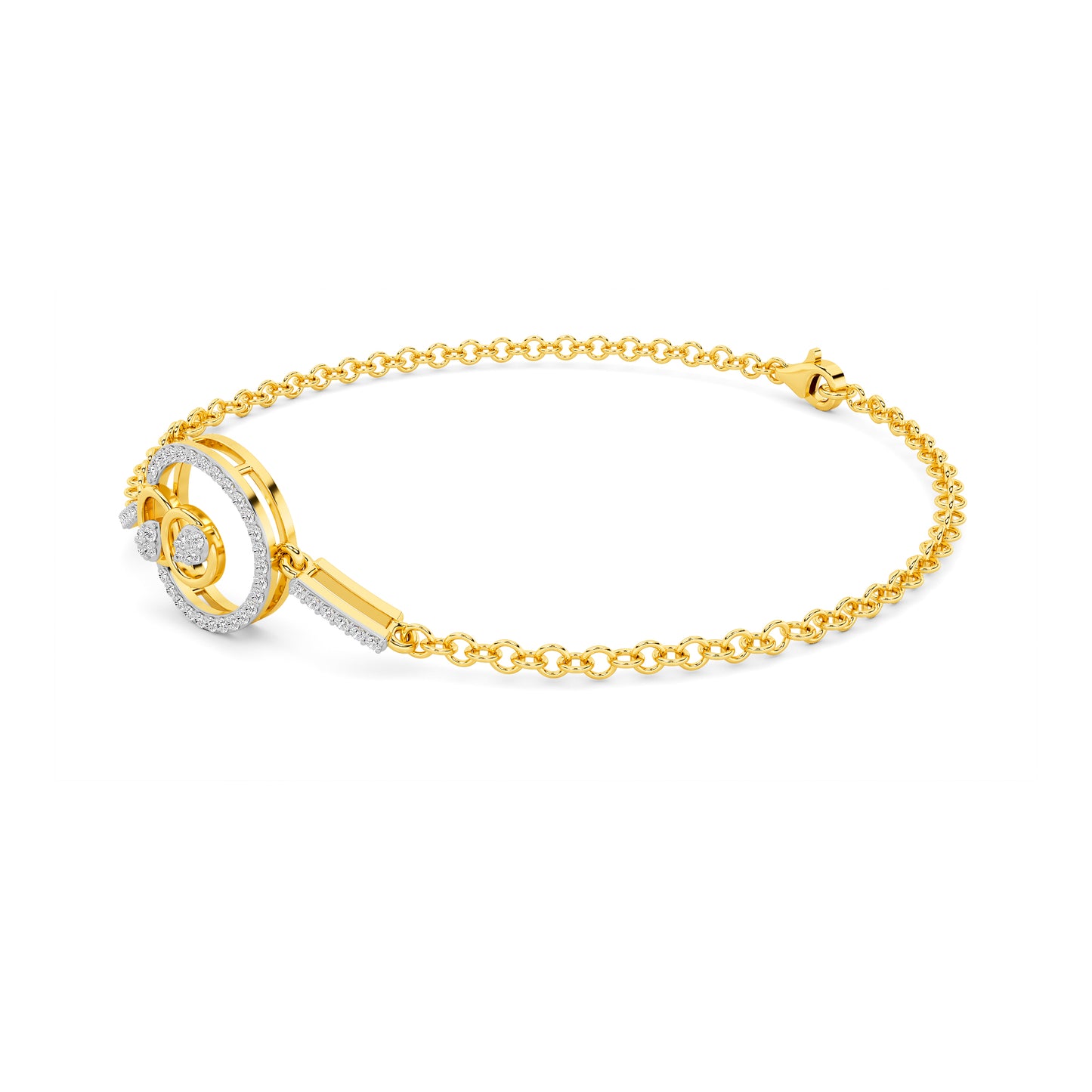Swirl Loop Diamond Chain Bracelet Yellow Gold
