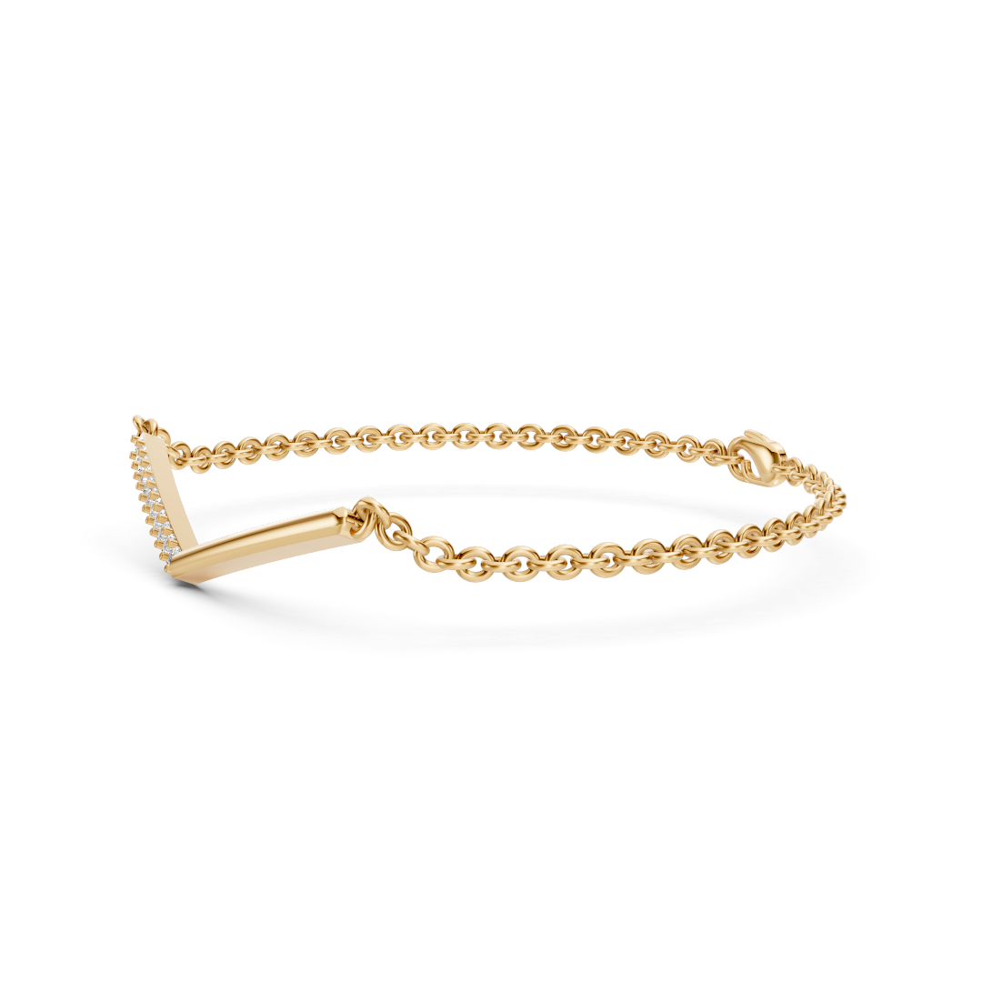 Gold Diamond V-Bar Chain Bracelet