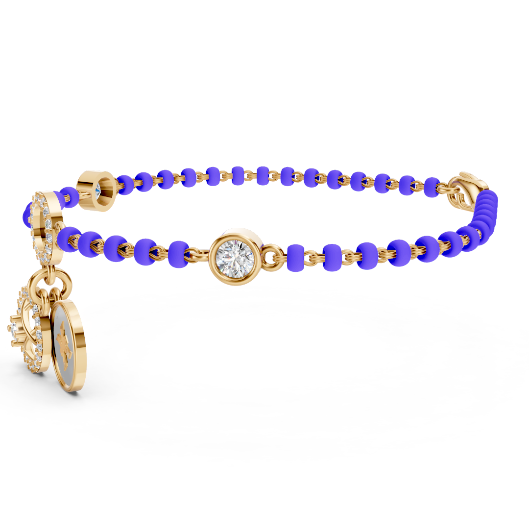 Yellow Gold Zodiac Pisces Diamond Charm Bracelet