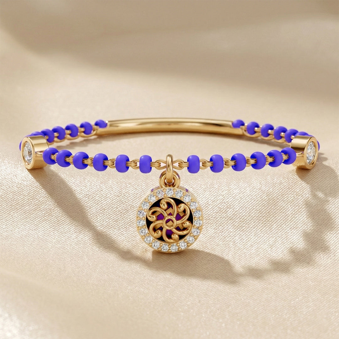 Rose Gold Floral Scroll Diamond Medallion Bracelet