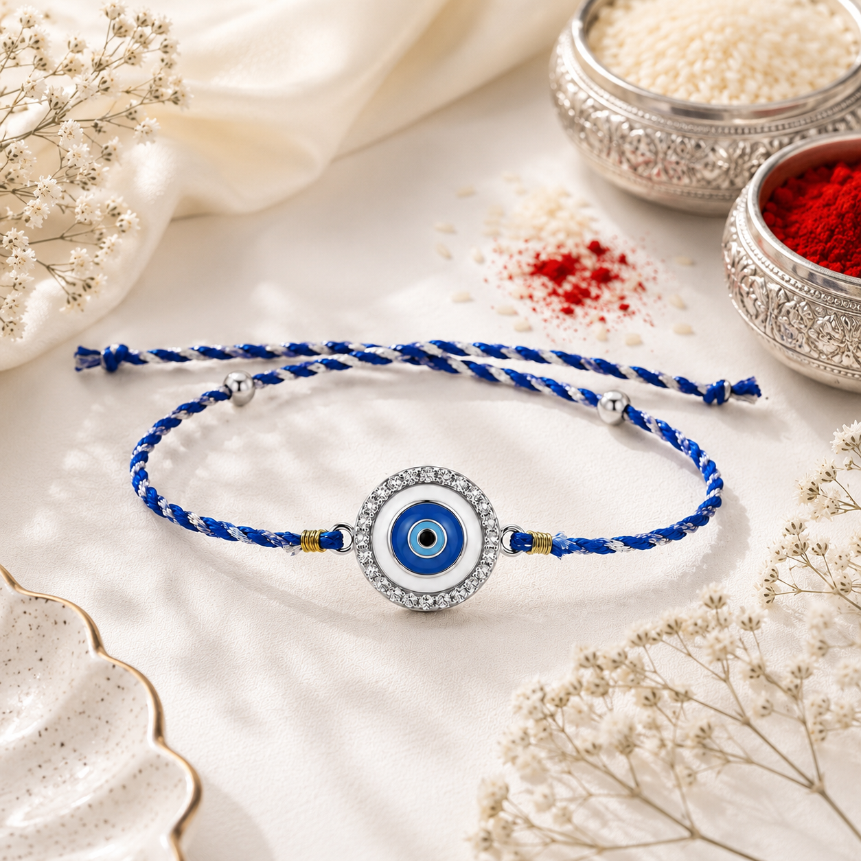 Evil Eye Protection 925 Silver Rakhi for Brother