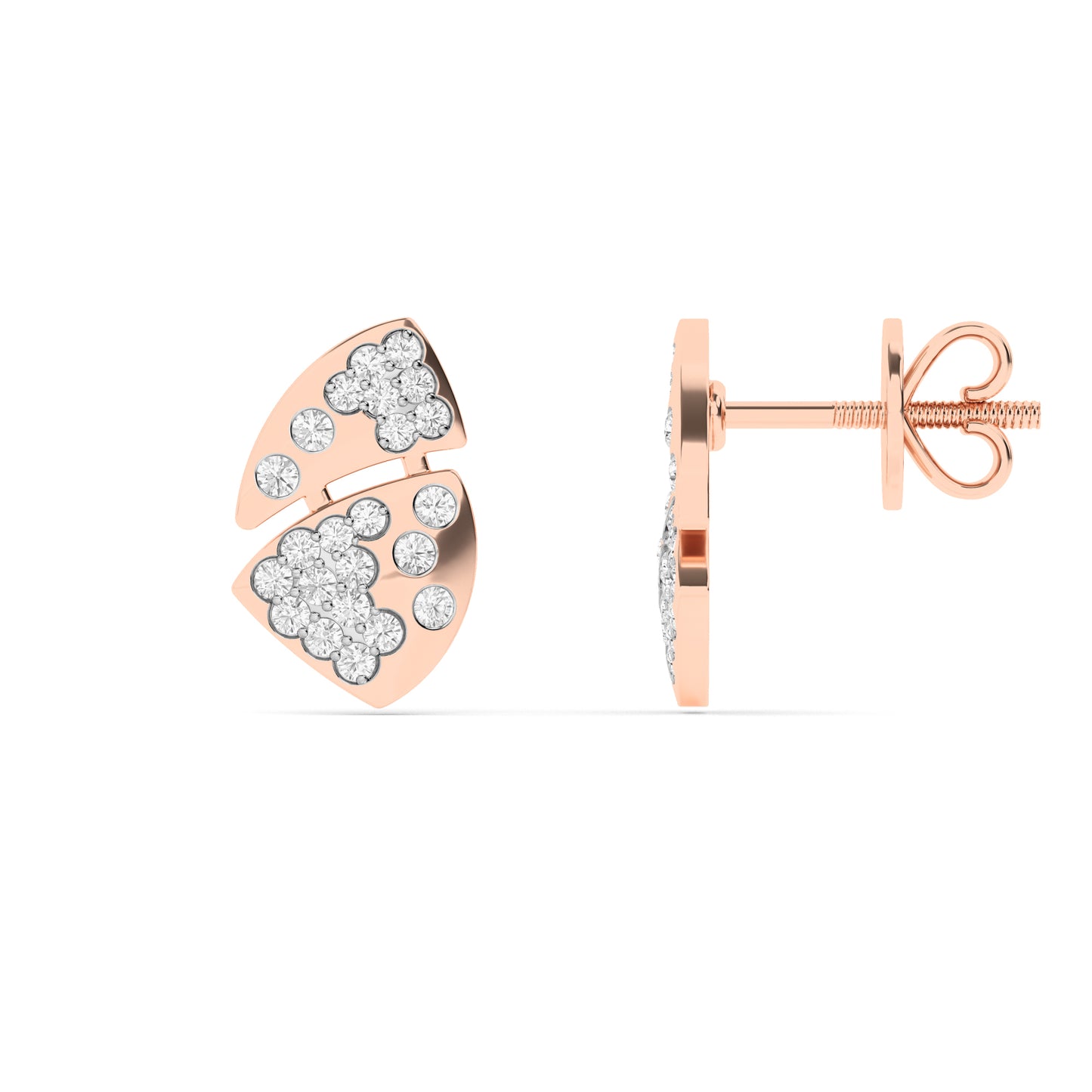 Rose Gold Petal Diamond Cluster Earrings