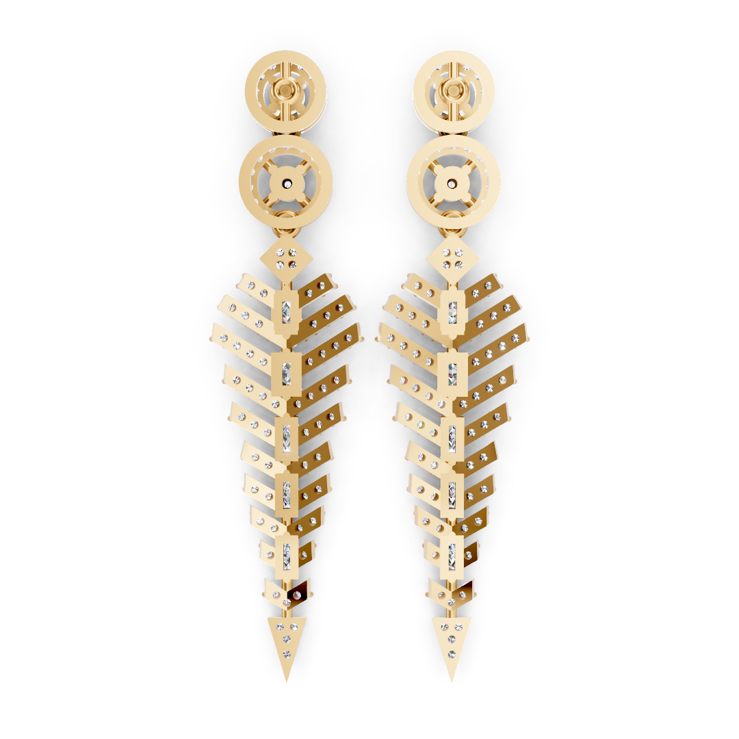 Art Deco Chevron Diamond Chandelier Earrings