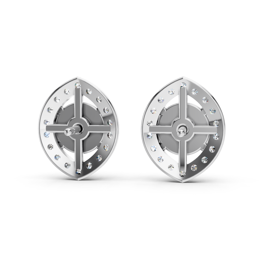 925 Silver Diamond Marquise Halo Stud Earrings