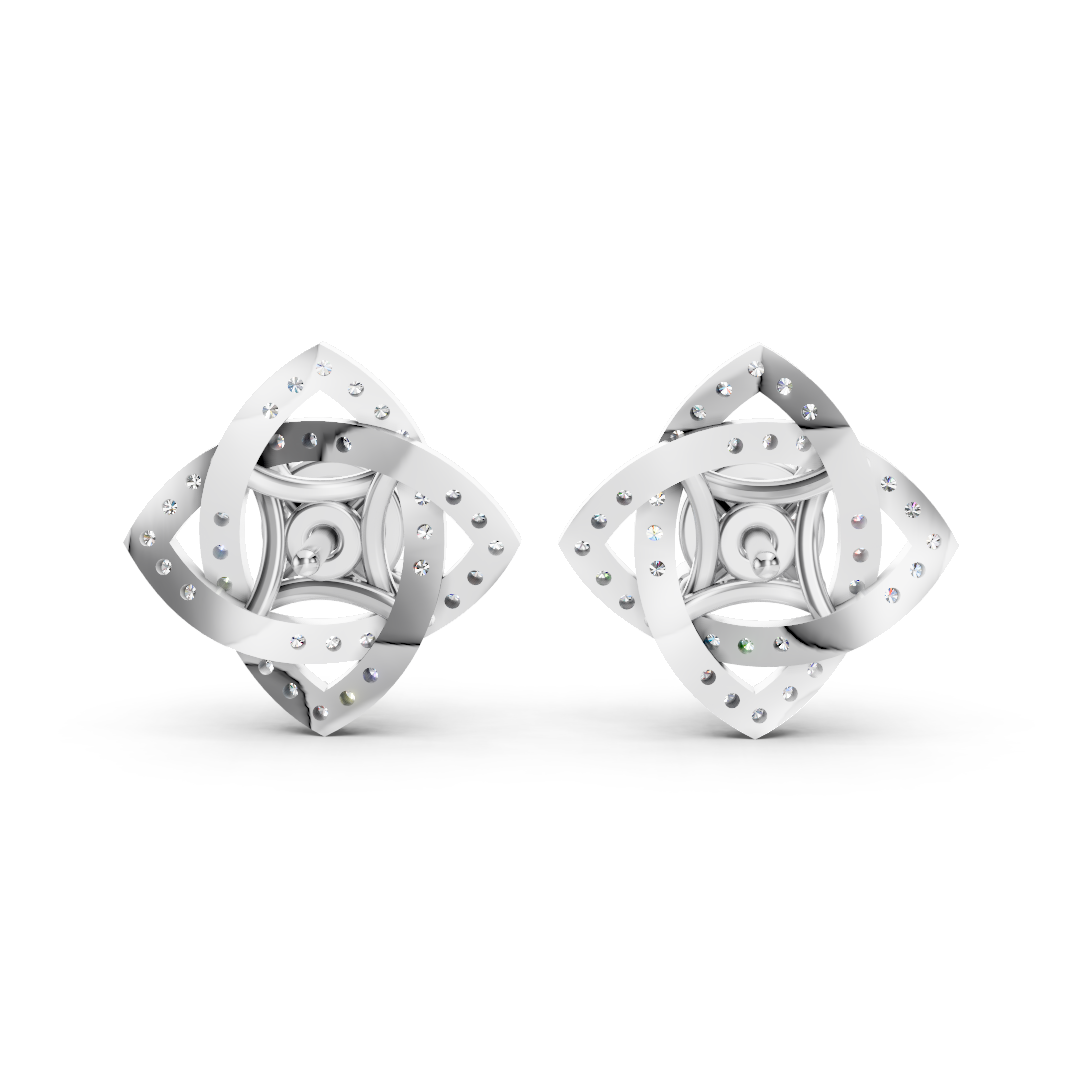 925 Silver Diamond Floral Stud Earrings