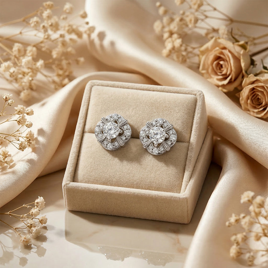 925 Silver Diamond Windmill Stud Earrings