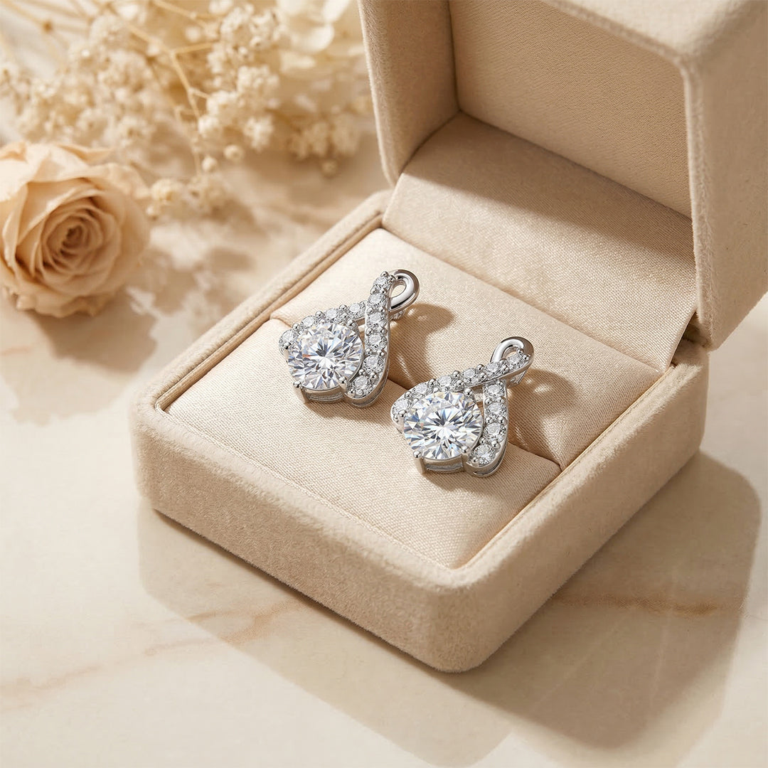 925 Silver Diamond Teardrop Stud Earrings