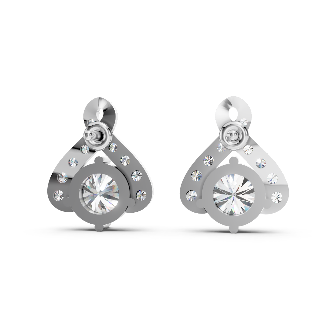 925 Silver Diamond Teardrop Stud Earrings