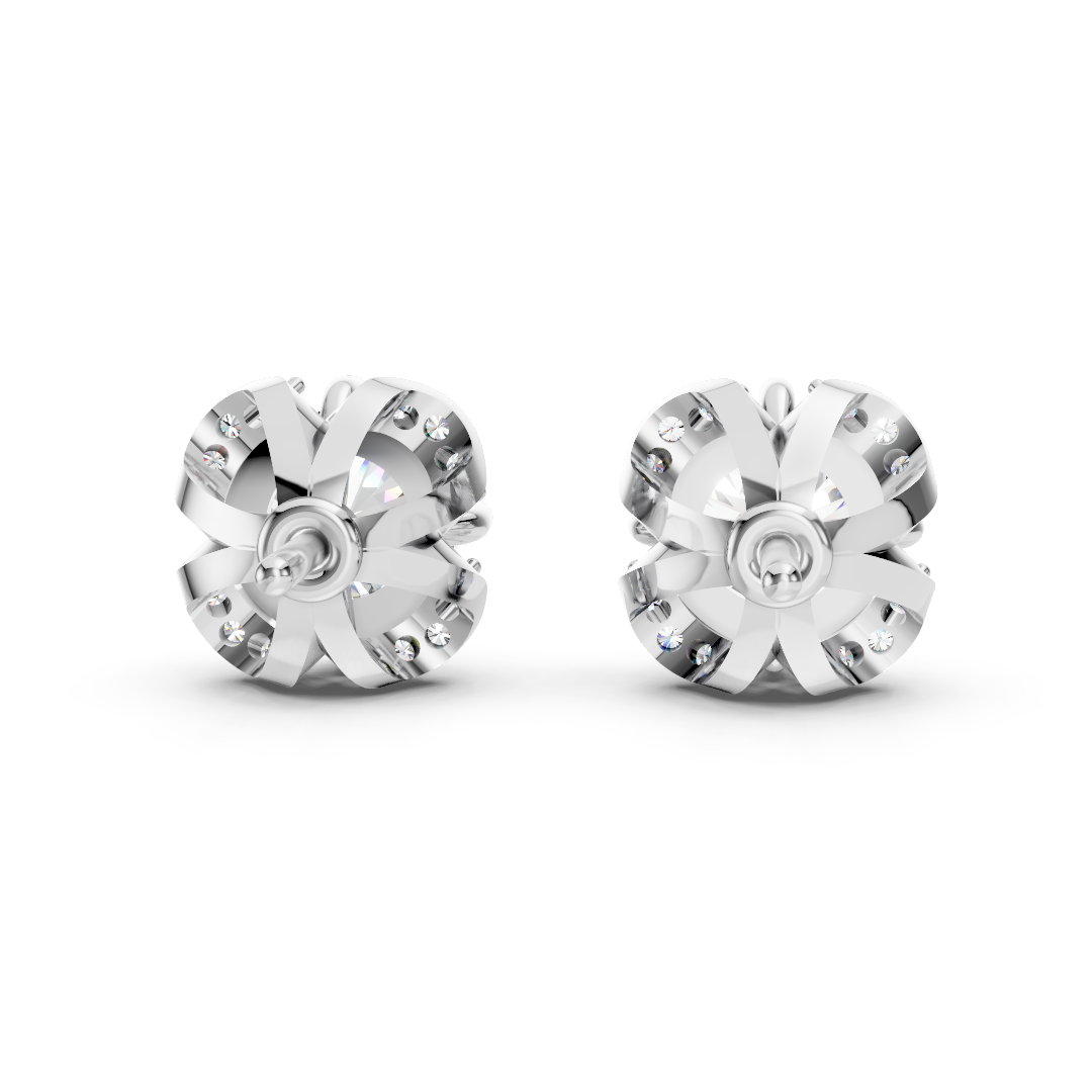 925 Silver Round Diamond Halo Stud Earrings