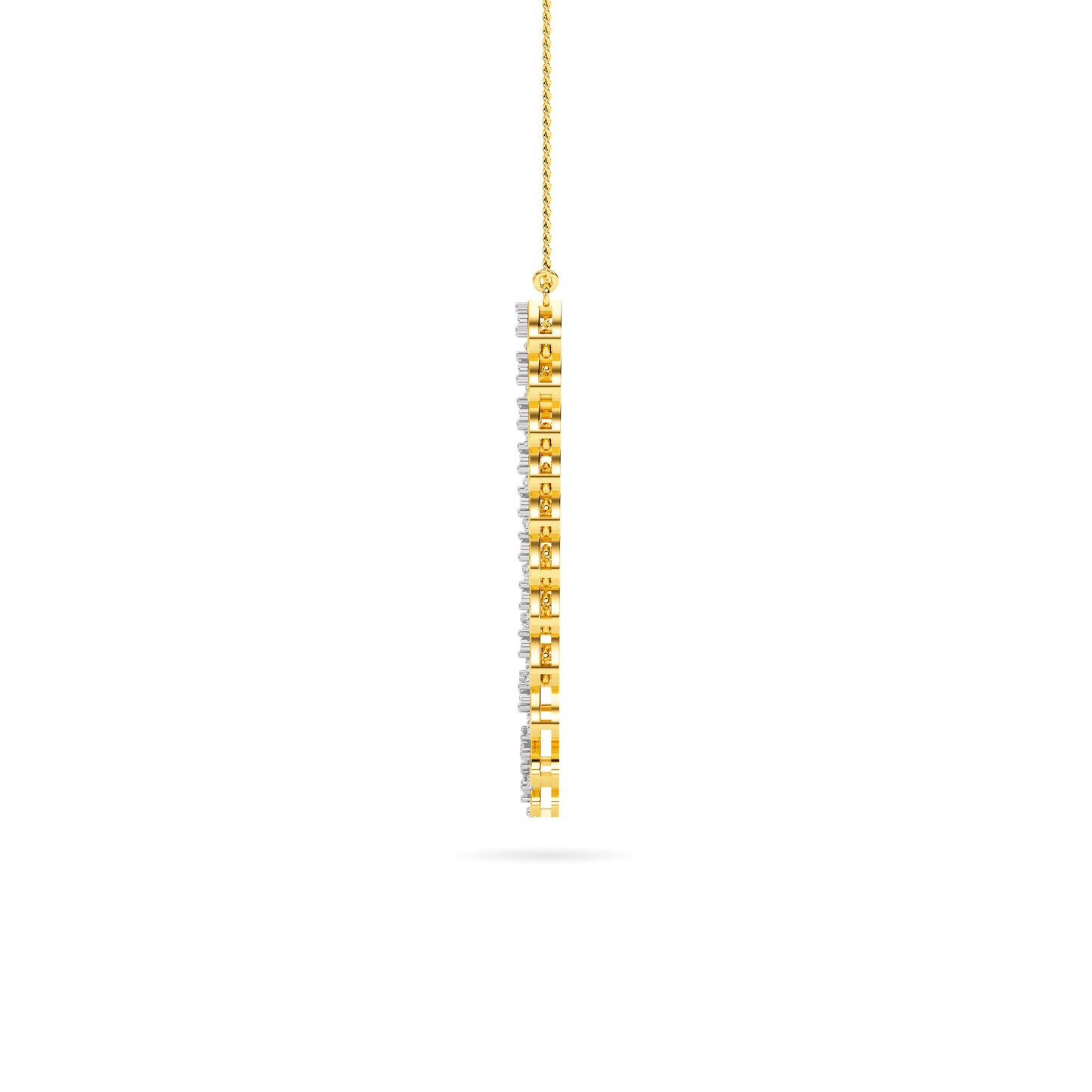 Yellow Gold Heart Diamond Cascade Necklace
