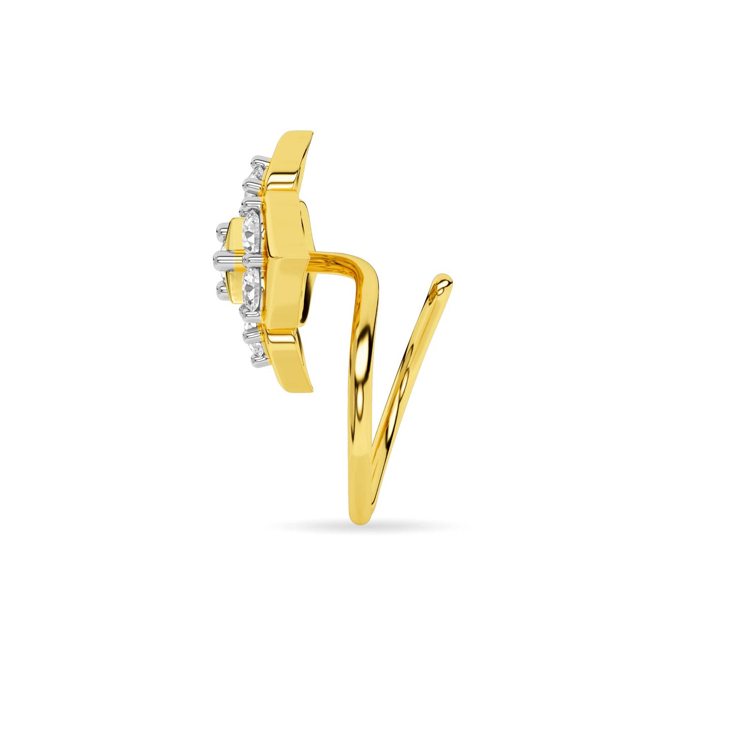 Yellow Gold Bloom Diamond Nose Pin