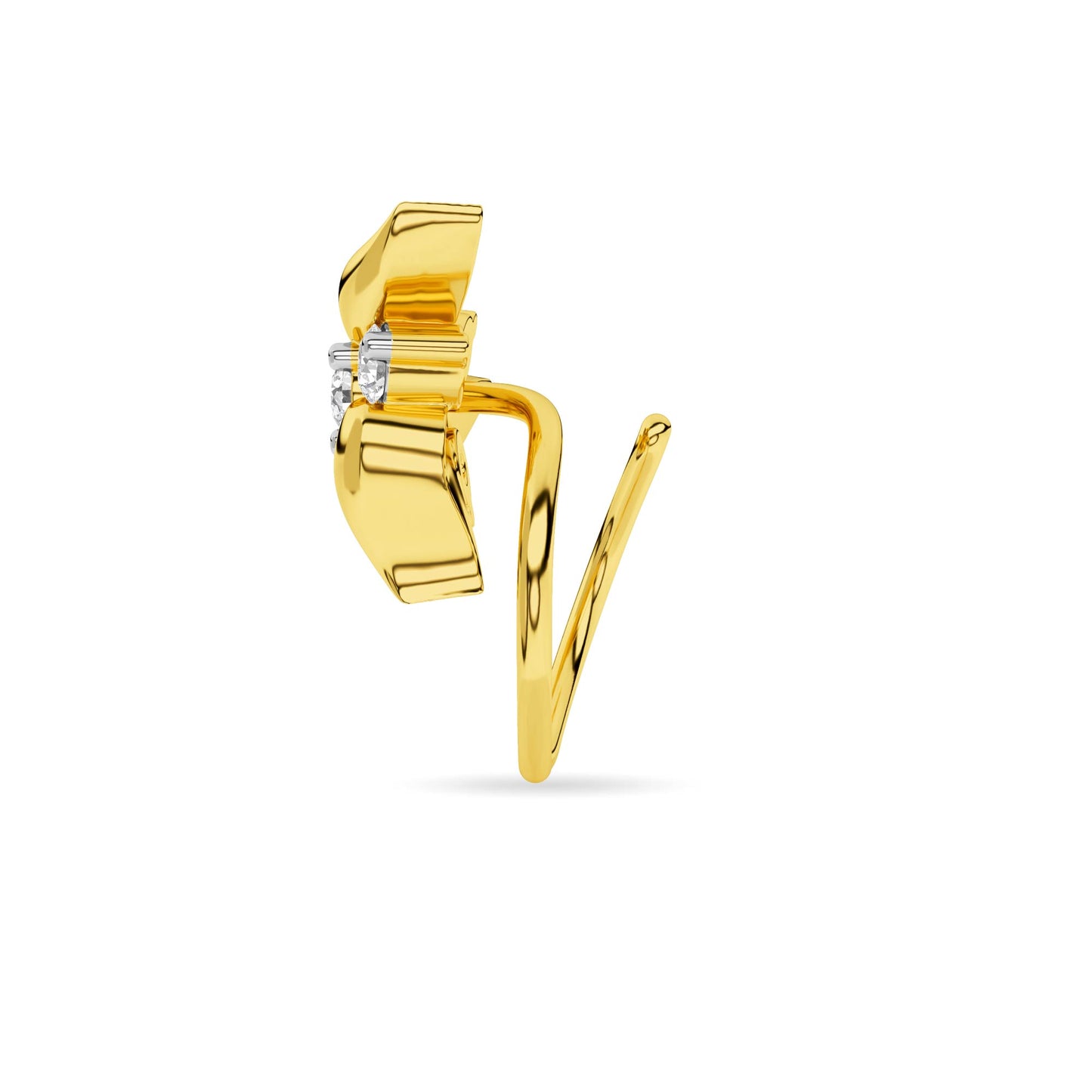 Yellow Gold Wing Diamond Nose Pin