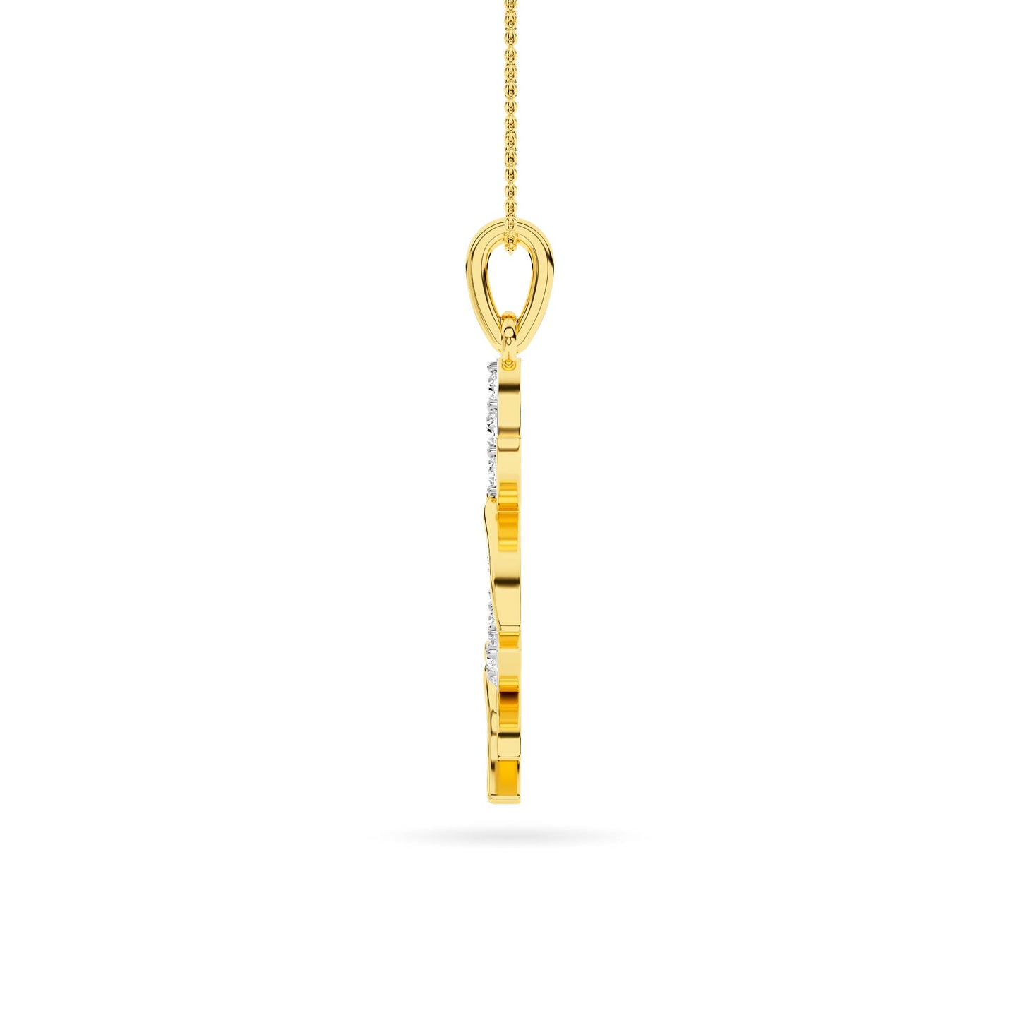 Yellow Gold Purple Dragonfly Diamond Pendant