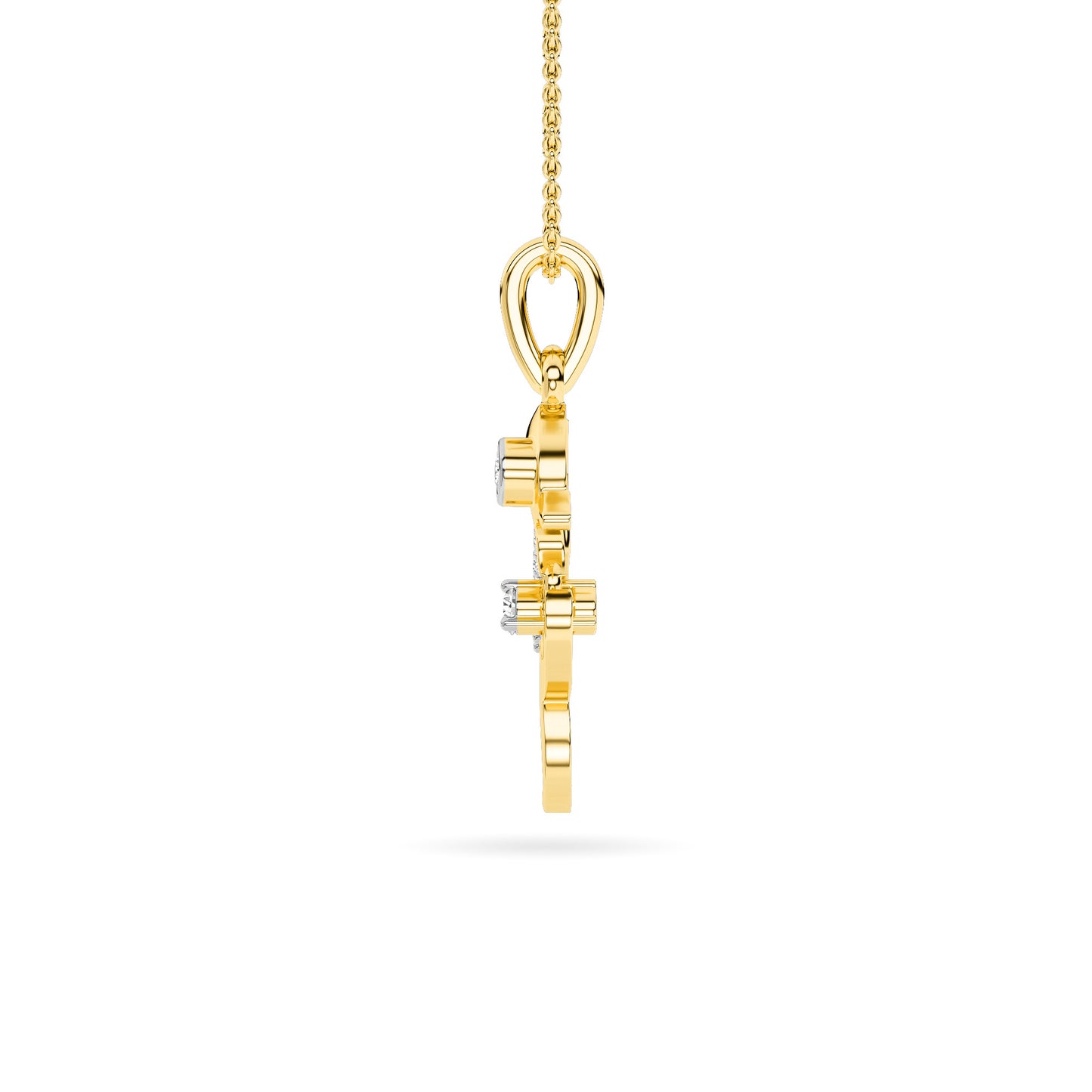 Yellow Gold Dolphin Pavé Diamond Pendant