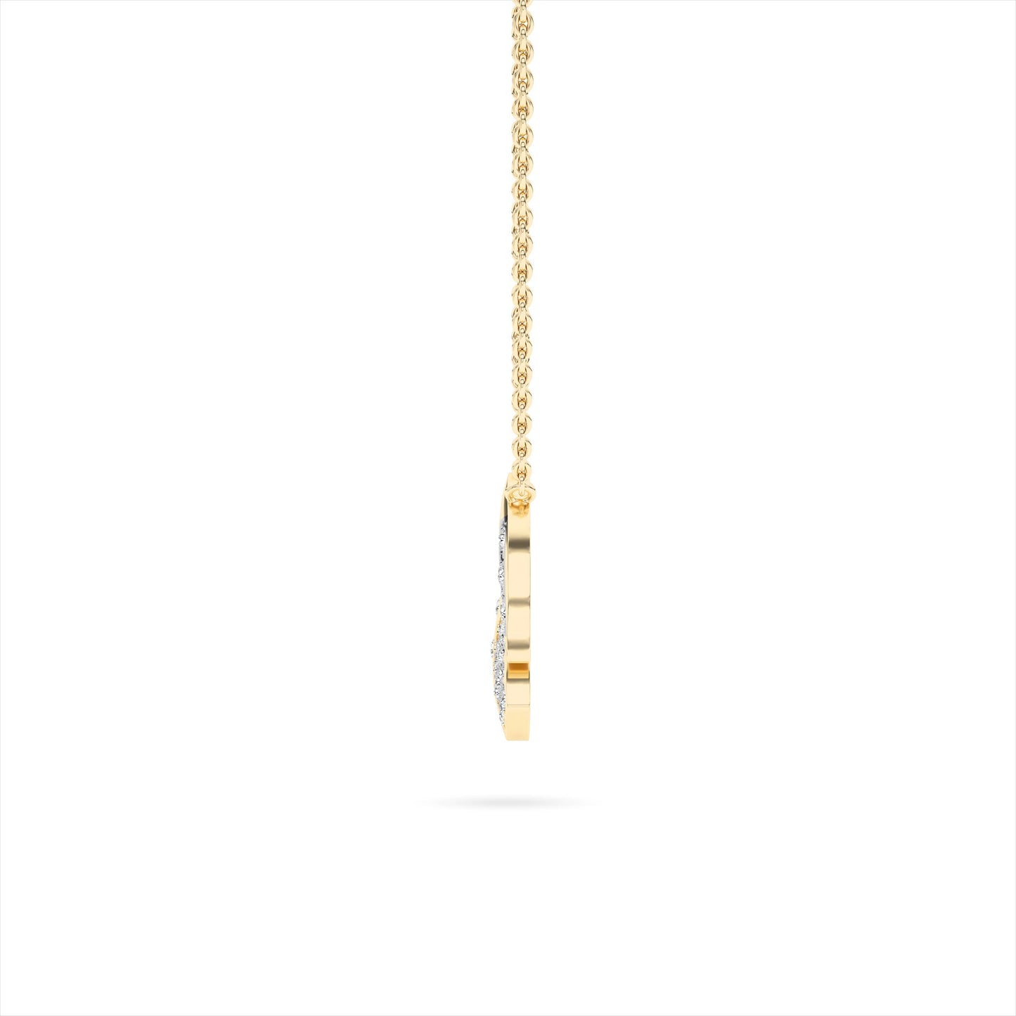 Yellow Gold Leaf Diamond Cluster Pendant