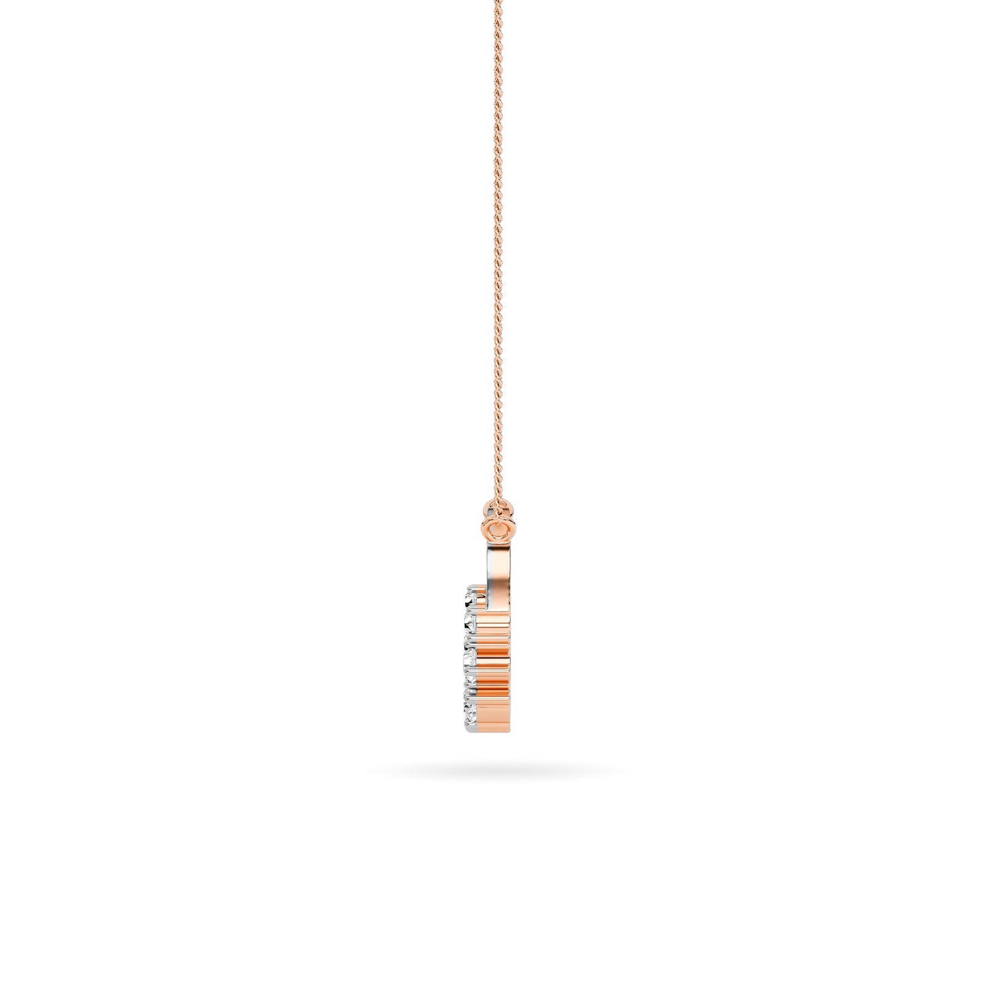 Open Rectangle Cluster Diamond Pendant 14K Rose Gold