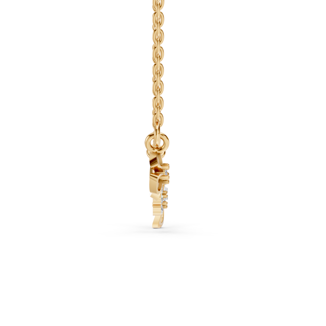 Yellow Gold Butterfly Floral Diamond Necklace