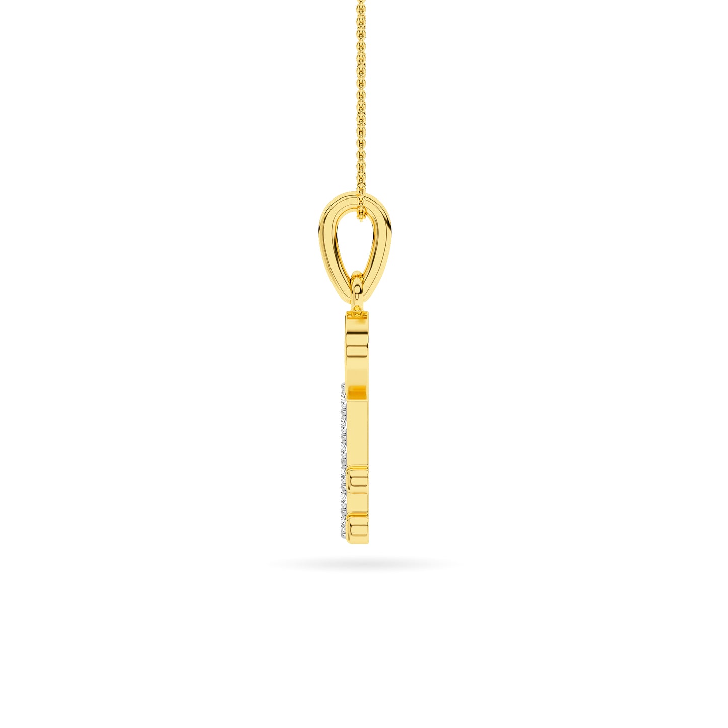 Yellow Gold Heart Key Diamond Pendant