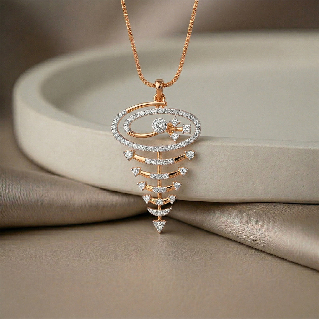 Rose Gold Galaxy Diamond Spiral Pendant