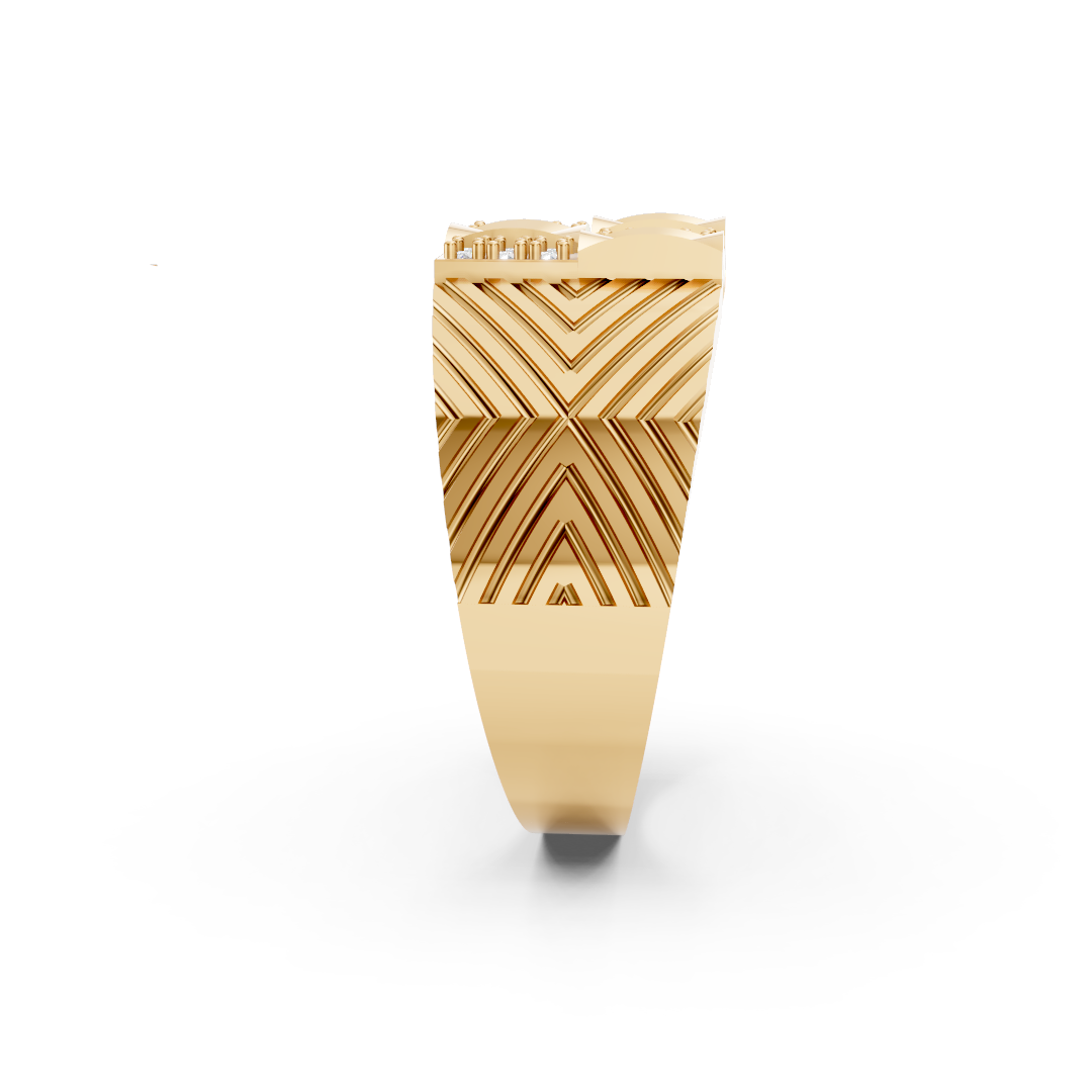 Yellow Gold Cluster Diamond Square Ring