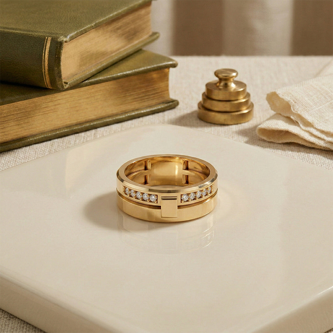 Yellow Gold Men's Diamond Channel Band Ring