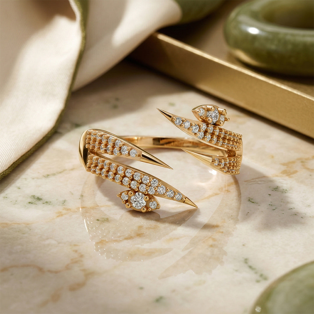Yellow Gold Lightning Diamond Wrap Ring