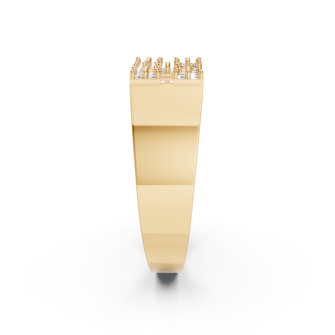 Yellow Gold Swastik Diamond Wide Band Ring