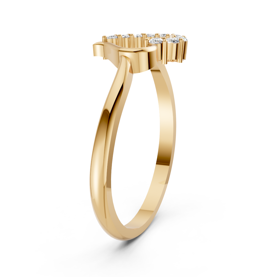 Yellow Gold Open Heart Diamond Ring