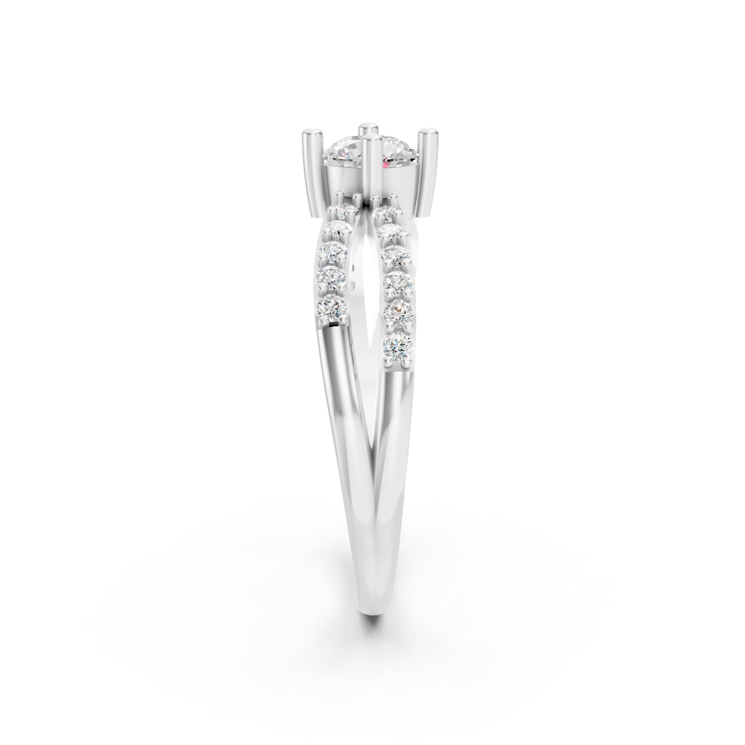 925 Silver Diamond Split Shank Twist Ring