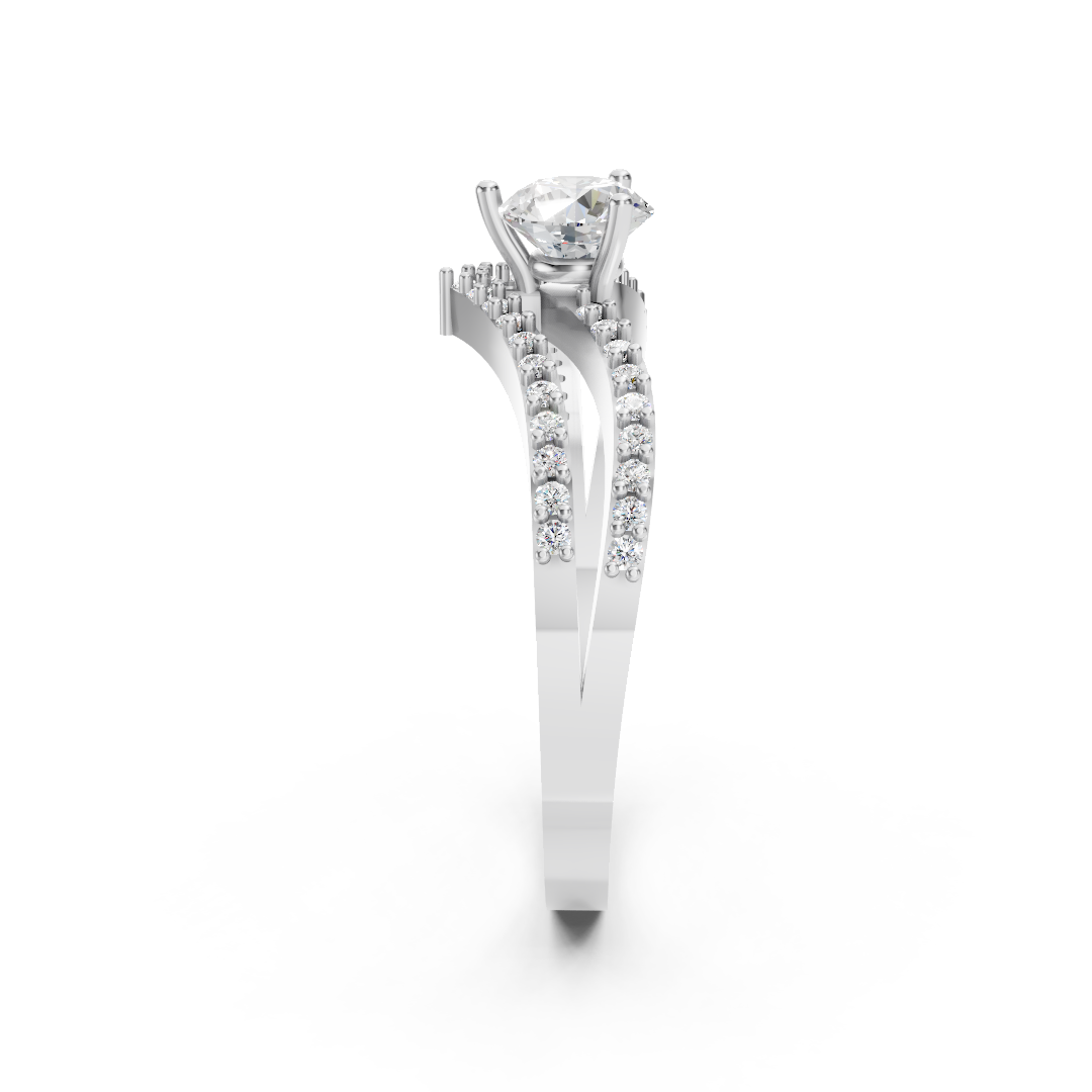925 Silver Round Diamond Split Shank Ring