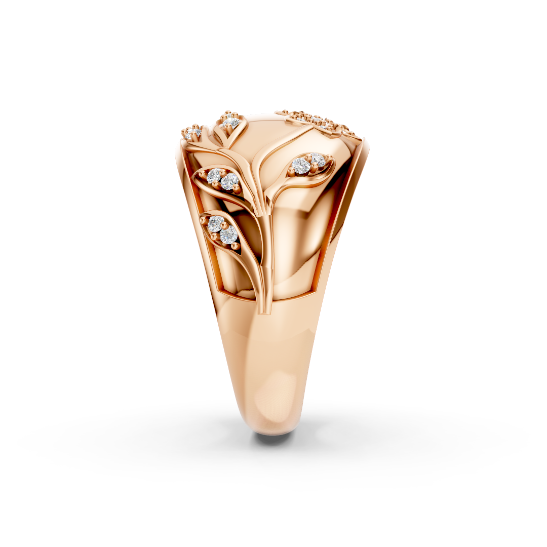 Rose Gold Floral Vine Diamond Dome Ring