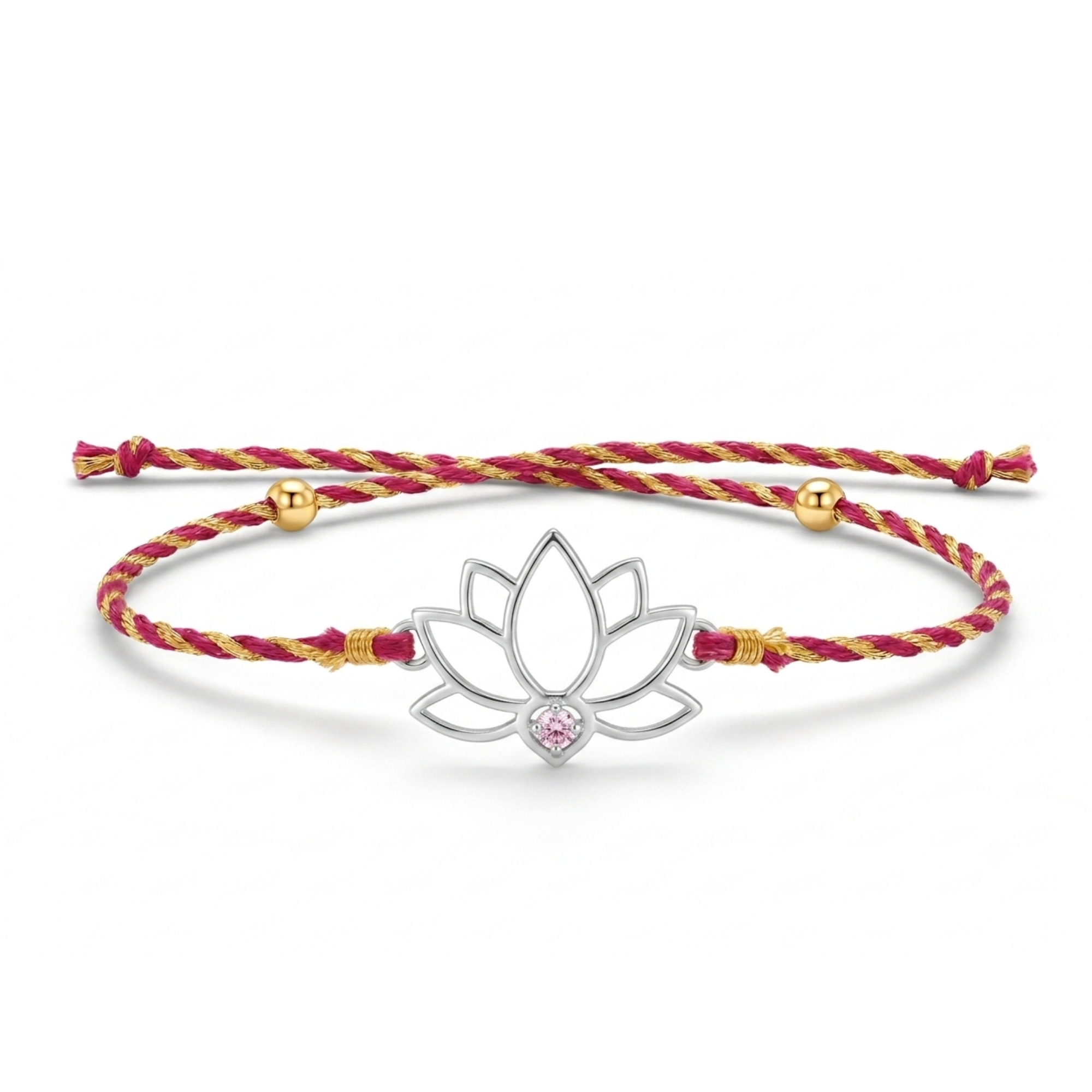 Lotus Bloom Cubic Zirconia 925 Silver Rakhi for Brother