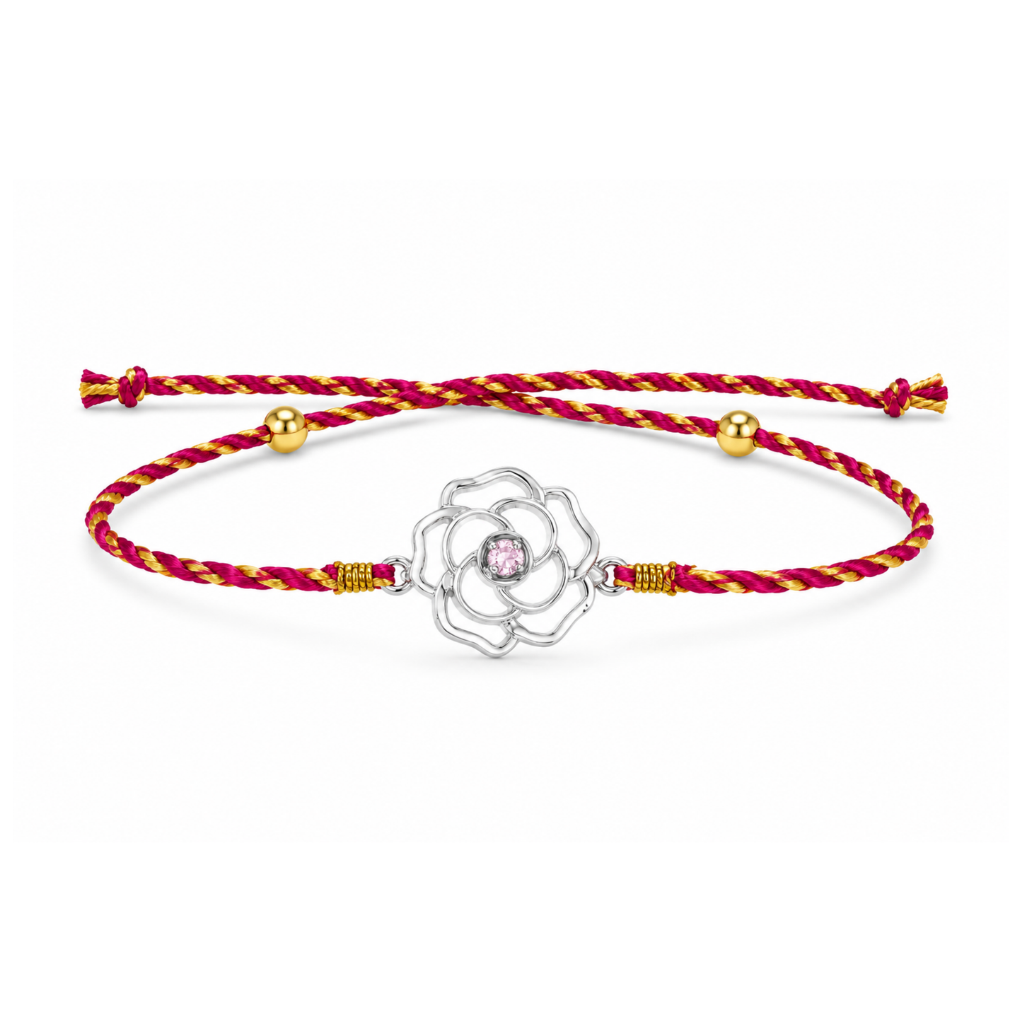 Floral Grace Cubic Zirconia 925 Silver Rakhi for Brother