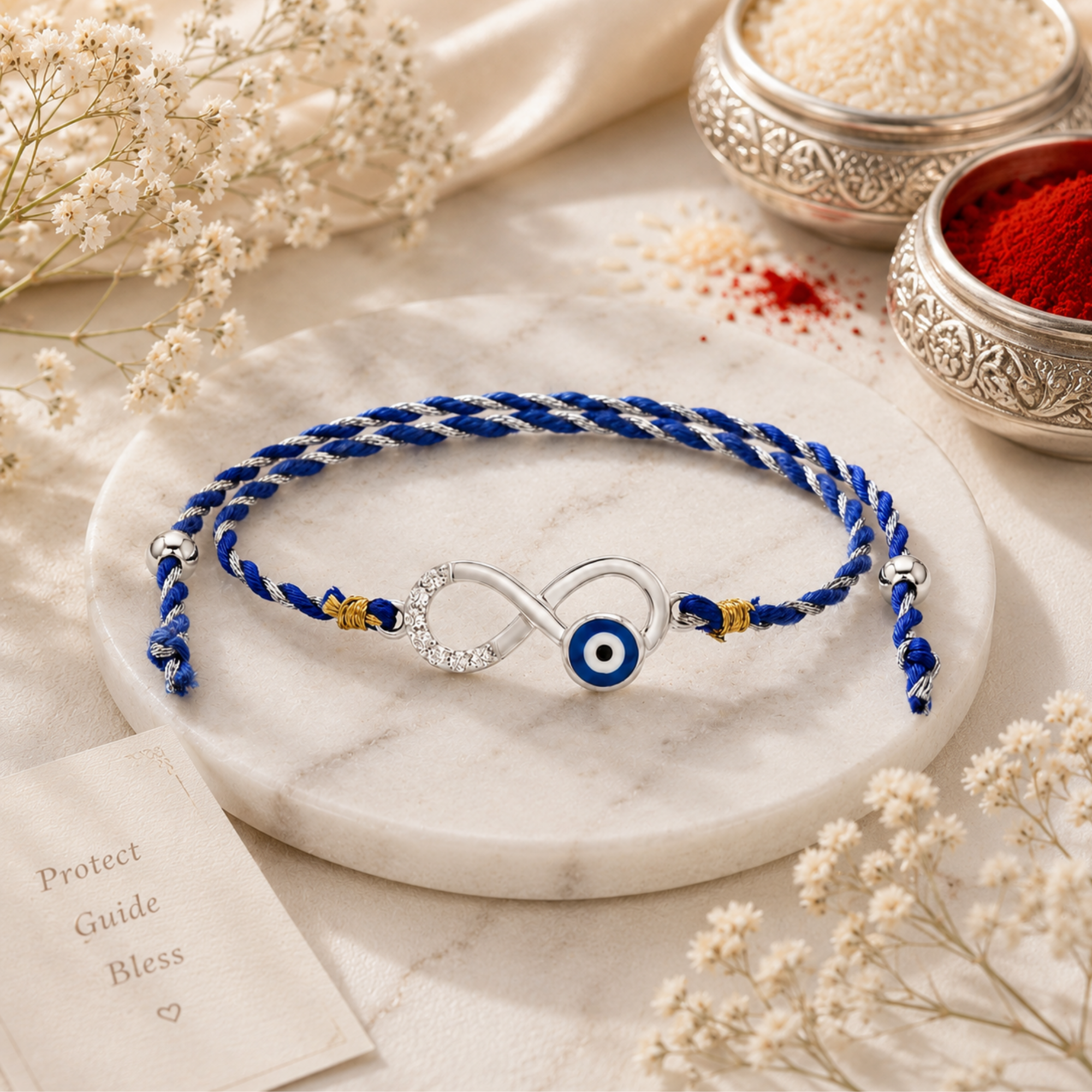 Infinity Evil Eye 925 Silver Rakhi for Brother
