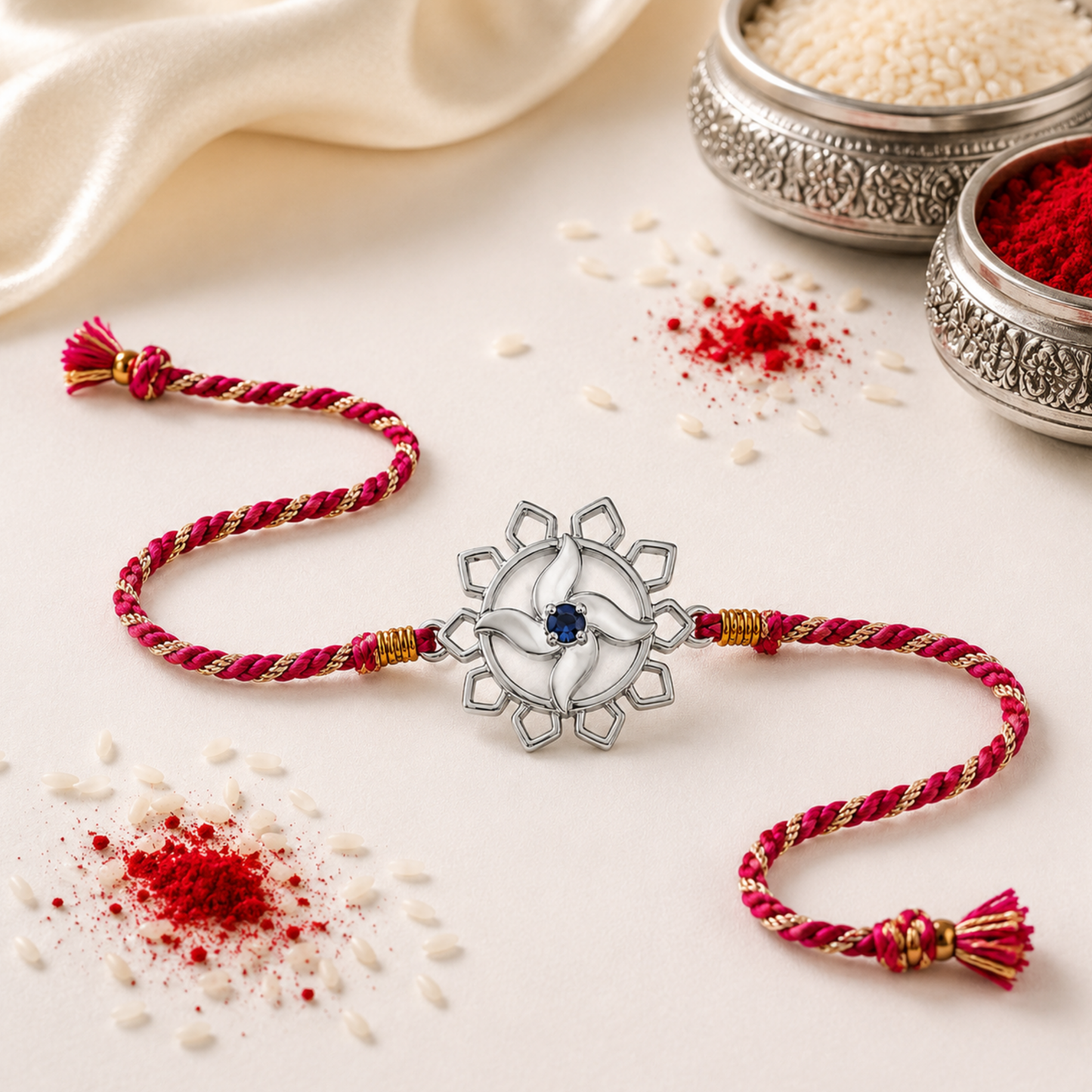 Swastik CZ 925 Silver Rakhi for Brother