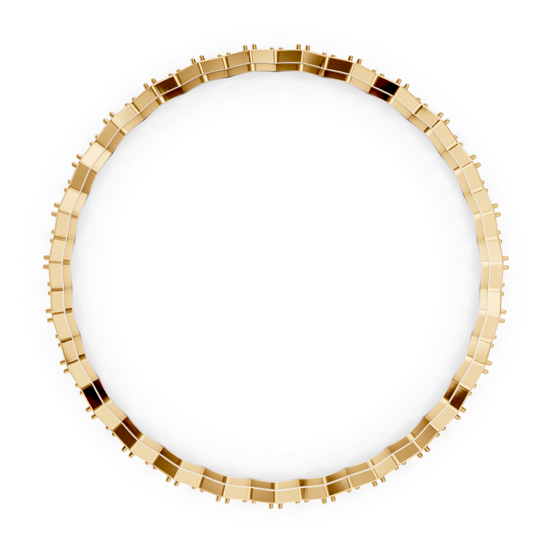 Yellow Gold Honeycomb Diamond Geometric Bangle Set