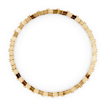 Yellow Gold Honeycomb Diamond Geometric Bangle Set