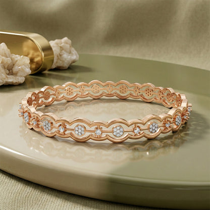 Rose Gold Diamond Circle Link Bangle