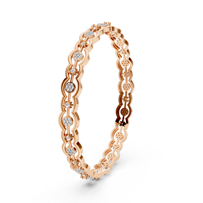 Rose Gold Diamond Circle Link Bangle