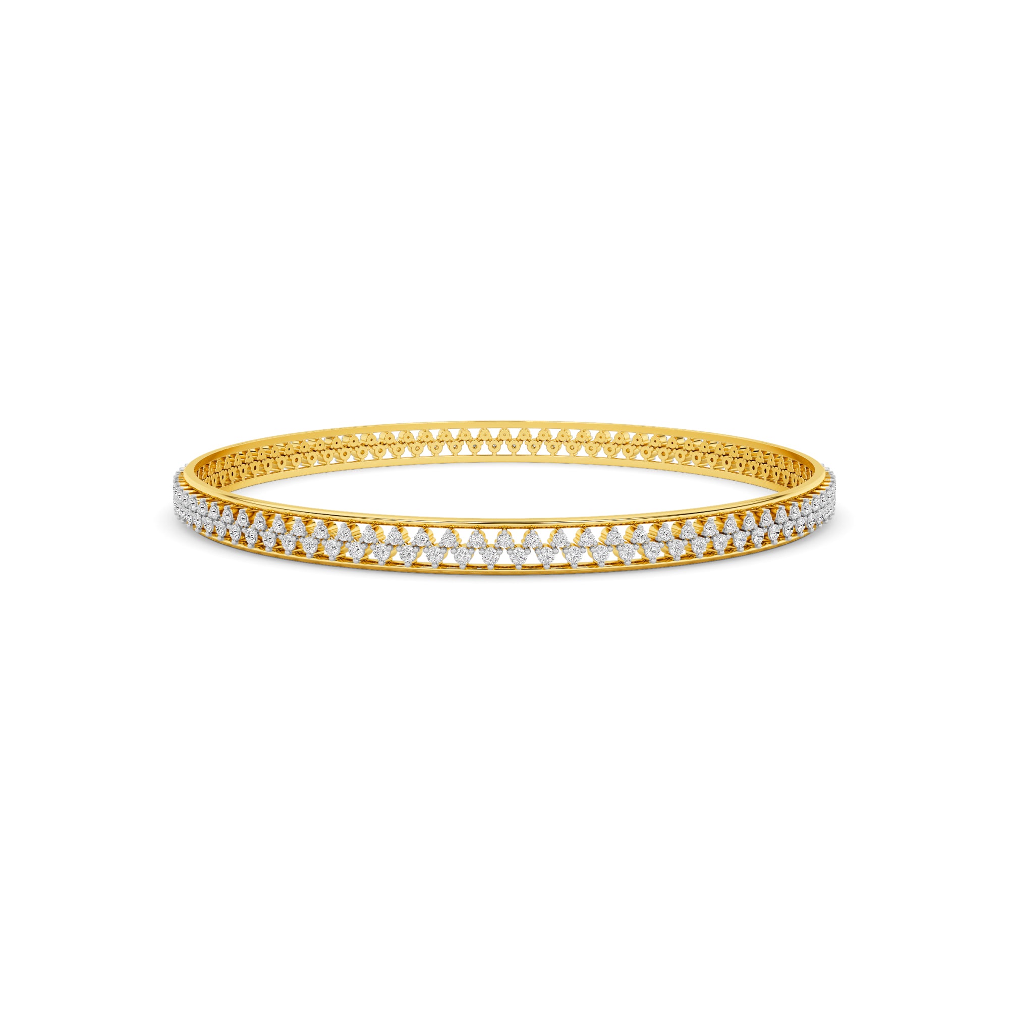 Yellow Gold Diamond Chevron Eternity Bangle