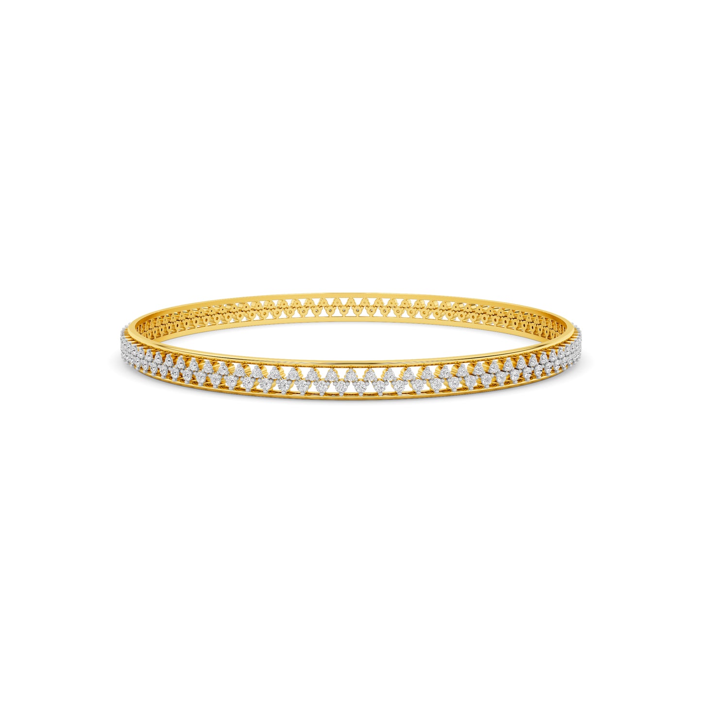 Yellow Gold Diamond Chevron Eternity Bangle