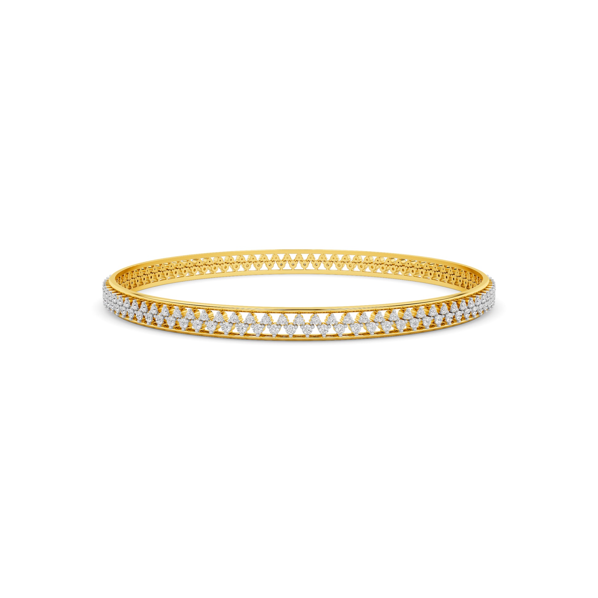 Yellow Gold Diamond Chevron Eternity Bangle