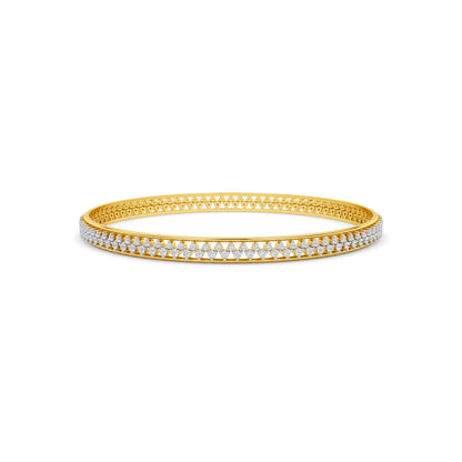 Yellow Gold Diamond Chevron Eternity Bangle
