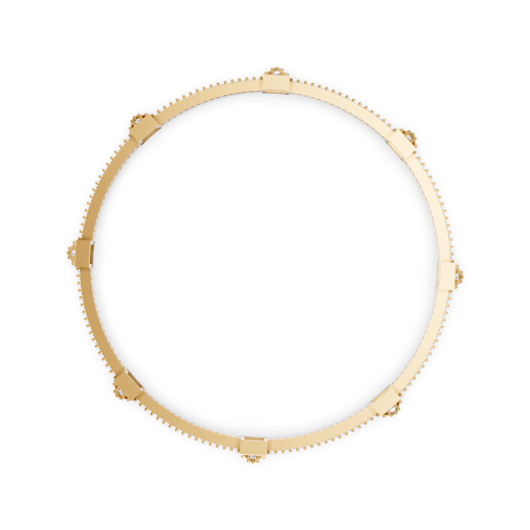 Gold Diamond Pyramid Bangle Set