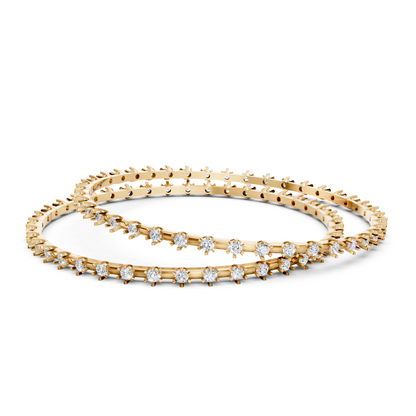 Gold Round Diamond Eternity Bangle Set