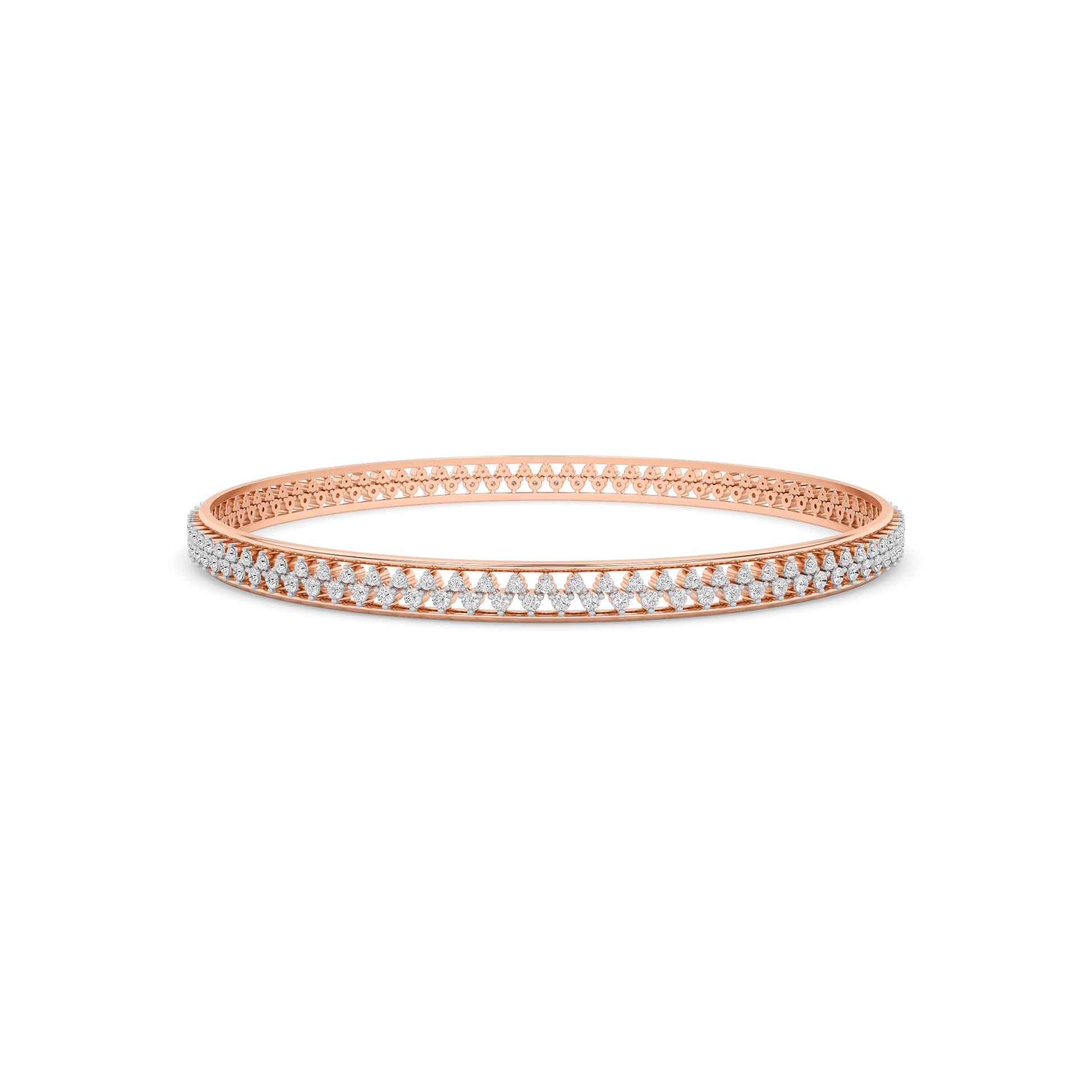 Rose Gold Chevron Diamond Eternity Bangle