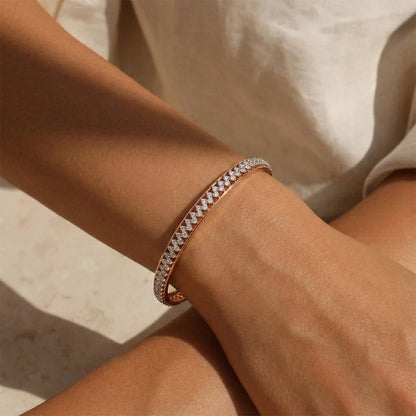Rose Gold Chevron Diamond Eternity Bangle