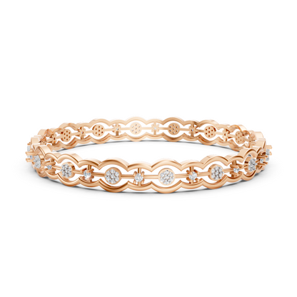 Rose Gold Scallop Diamond Cluster Bangle