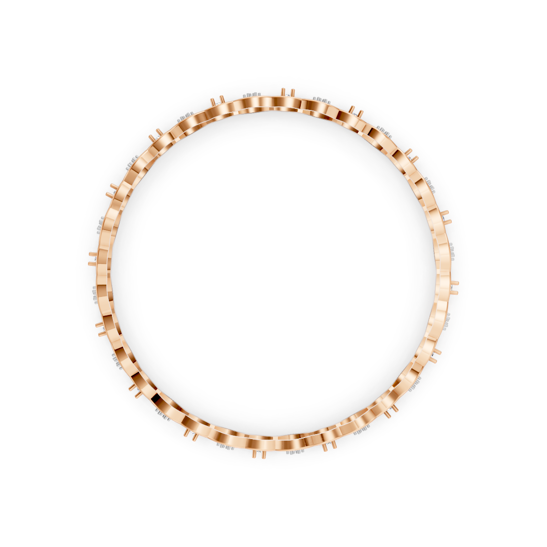 Rose Gold Scallop Diamond Cluster Bangle
